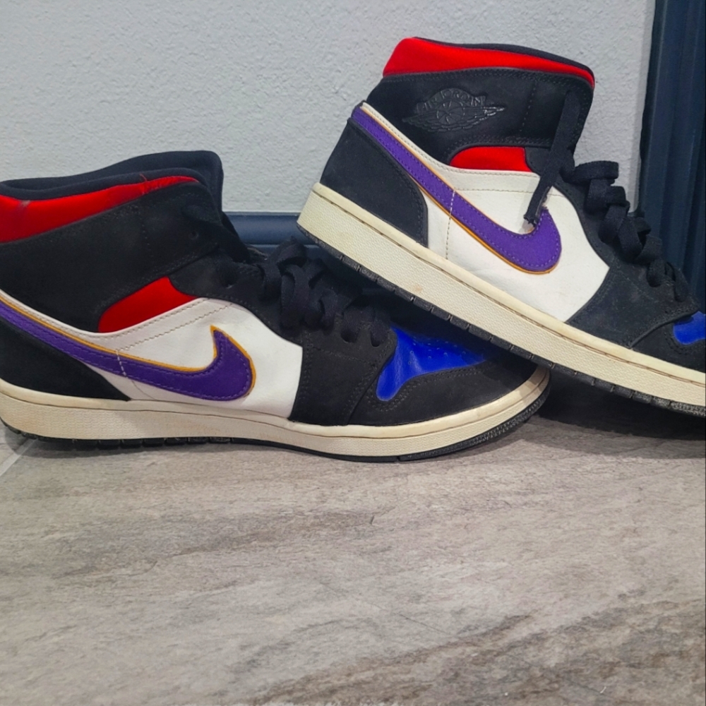 Nike Air Jordan 1 Retro Mid SE Rivals Top 3 Blue Red Purple Size 10 Like New 🚨